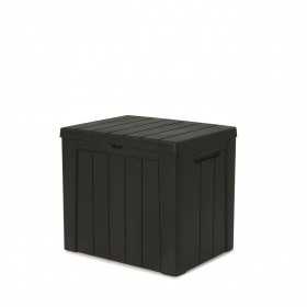 Cutie de exterior, cu spatiu de depozitare, pentru accesorii gradina, jucarii, cu capac, material polipropilena, culoare antracit, Keter Urban, dimensiune 59.6 x 53 x 46 cm, capacitate 113 L