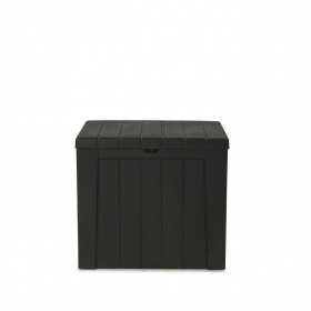 Cutie de exterior, cu spatiu de depozitare, pentru accesorii gradina, jucarii, cu capac, material polipropilena, culoare antracit, Keter Urban, dimensiune 59.6 x 53 x 46 cm, capacitate 113 L