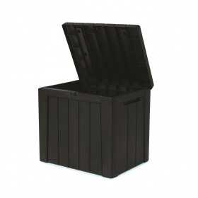 Cutie de exterior, cu spatiu de depozitare, pentru accesorii gradina, jucarii, cu capac, material polipropilena, culoare antracit, Keter Urban, dimensiune 59.6 x 53 x 46 cm, capacitate 113 L