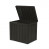 Cutie de exterior, cu spatiu de depozitare, pentru accesorii gradina, jucarii, cu capac, material polipropilena, culoare antracit, Keter Urban, dimensiune 59.6 x 53 x 46 cm, capacitate 113 L