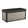 Lada pentru depozitare exterior, de terasa, de balcon, pentru unelte si perne, cu capac, material plastic, culoare gri, Keter, Denali DuoTech, 570 L