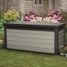 Lada pentru depozitare exterior, de terasa, de balcon, pentru unelte si perne, cu capac, material plastic, culoare gri, Keter, Denali DuoTech, 570 L