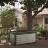 Lada pentru depozitare exterior, de terasa, de balcon, pentru unelte si perne, cu capac, material plastic, culoare gri, Keter, Denali DuoTech, 570 L