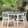 Masa de gradina, plastic, Keter, pentru 6 persoane, Harmony, culoare gri, cadru alb, dimensiuni 160x90x74 cm
