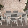 Masa de gradina, plastic, Keter, pentru 6 persoane, Harmony, culoare gri, cadru alb, dimensiuni 160x90x74 cm