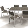 Masa de gradina, plastic, Keter, pentru 6 persoane, Harmony, culoare gri, cadru alb, dimensiuni 160x90x74 cm