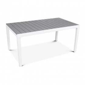 Masa de gradina, plastic, Keter, pentru 6 persoane,  Harmony, culoare gri, cadru alb, dimensiuni 160x90x74 cm