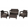 Set mobilier de gradina, polipropilena, Keter Bahamas, pentru terasa, masuta, 2 fotolii, canapea 2 locuri, maro, rezistent UV si intemperii