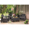 Set mobilier de gradina, polipropilena, Keter Bahamas, pentru terasa, masuta, 2 fotolii, canapea 2 locuri, maro, rezistent UV si intemperii