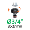 Conector robinet 3/4 (20-27 mm) reductor 1/2 (15-21 mm) Claber - 85910000 