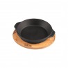 Tava servire rotunda cu suport din lemn Lava 15.3 cm 