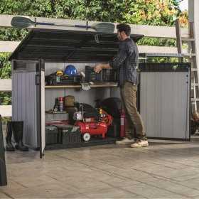 Dulap gradina exterior, polirasina, pentru unelte si tomberoane, rezistent la intemperii si UV, Keter Grande Store, 190x109x132 cm