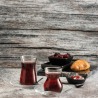 Set 4 pahare si farfurii pentru ceai turcesc Pasabahce Heybeli 160 ml 