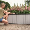 Jardiniera gradina polipropilena Keter Sequoia Duotech, imitatie lemn, gri, dreptunghiulara, pentru plante, fara farfurie, rezistent UV, 131x57x50 cm, 116 L