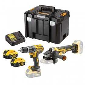 Set 2 Scule Electrice cu Acumulator DeWalt DCK2080P2T: Masina De Gaurit Si Insurubat DCD796 + Polizor Unghiular DCG405 + Cutie Tstak