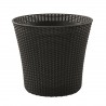 Ghiveci exterior conic, plastic imitatie ratan, Keter, pentru gradina, terasa, balcon, fara farfurie, dop de drenaj, gri, rezistent UV si umiditate, 56.6 L