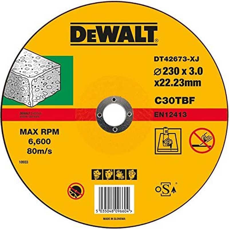 Discuri abrazive DeWALT DT42673 standard de debitat piatra 230mm x 22.2mm DeWALT imagine 2022 by aka-home.ro