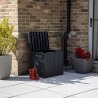 Lada depozitare balcon, pentru accesorii si unelte, cu capac, material polipropilena, culoare grafit, Keter City, dimensiuni 57,8 x 44 x 55 cm, sistem de inchidere cu lacat, manere, 113 L