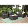 Set mobilier de gradina, terasa, imitatie ratan, Keter Modena, grafit, 4 locuri, cu masuta depozitare, 2 fotolii, canapea 2 persoane, perne incluse, rezistent UV 