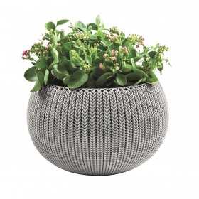 Ghiveci flori suspendat, gri, Keter Cozies, polipropilena, pentru balcon, foisor, pervaz, interiorul locuintei, lant detasabil, 3.2 L, 28x28x18 cm