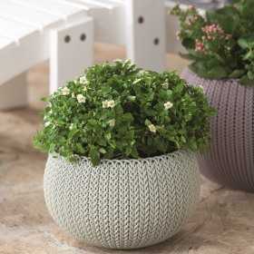 Ghiveci flori suspendat, gri, Keter Cozies, polipropilena, pentru balcon, foisor, pervaz, interiorul locuintei, lant detasabil, 3.2 L, 28x28x18 cm