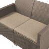 Set mobilier de gradina, imitatie ratan, Keter Emma, pentru terasa, masuta patrata, 1 canapea, 2 fotolii, 4 locuri, cappuccino, polipropilena rezistenta UV