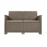 Set mobilier de gradina, imitatie ratan, Keter Emma, pentru terasa, masuta patrata, 1 canapea, 2 fotolii, 4 locuri, cappuccino, polipropilena rezistenta UV