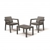 Set masa si scaune gradina, polipropilena, Keter Emily, pentru exterior, cu 2 scaune, culoare graphite, rezistent la raze UV si intemperii 