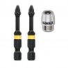 Set DeWalt DT70535T, Biti De Surubelnita, EXTREME FLEXTORQ™, Inel magnetic, Screwlock, 50 mm, PZ2 