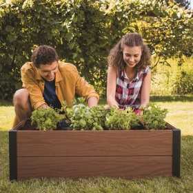 Jardiniera gradina, terasa si balcon, polipropilena, Keter Maple, pentru cultivarea florilor, plantelor aromatice si legumelor, forma dreptunghiulara, maro, rezistenta UV