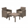Set mobilier pentru gradina, terasa sau balcon, material imitatie ratan, Keter Emma, pentru exterior, include masuta si 2 fotolii, culoare cappuccino, rezistent UV