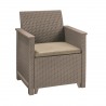 Set mobilier pentru gradina, terasa sau balcon, material imitatie ratan, Keter Emma, pentru exterior, include masuta si 2 fotolii, culoare cappuccino, rezistent UV