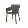 Scaun de exterior, polipropilena, Keter, Eva, stivuibil, grafit, imitatie ratan, cotiere usor rotunjite, spatar larg, 57.7 x 62.5 x 79 cm 