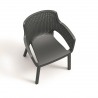 Scaun de exterior, polipropilena, Keter, Eva, stivuibil, grafit, imitatie ratan, cotiere usor rotunjite, spatar larg, 57.7 x 62.5 x 79 cm 