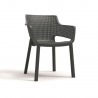 Scaun de exterior, polipropilena, Keter, Eva, stivuibil, grafit, imitatie ratan, cotiere usor rotunjite, spatar larg, 57.7 x 62.5 x 79 cm 