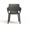 Scaun de exterior, polipropilena, Keter, Eva, stivuibil, grafit, imitatie ratan, cotiere usor rotunjite, spatar larg, 57.7 x 62.5 x 79 cm 