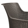 Scaun de exterior, polipropilena, Keter, Eva, stivuibil, grafit, imitatie ratan, cotiere usor rotunjite, spatar larg, 57.7 x 62.5 x 79 cm 