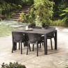 Scaun de exterior, polipropilena, Keter, Eva, stivuibil, grafit, imitatie ratan, cotiere usor rotunjite, spatar larg, 57.7 x 62.5 x 79 cm 