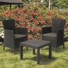 Set mobilier terasa, material polipropilena, Keter Salvador, culoare graphite, masa patrata, 2 fotolii cu perne, dimensiuni masa 59x59x43 cm, fotolii 62x60x89 cm