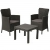 Set mobilier terasa, material polipropilena, Keter Salvador, culoare graphite, masa patrata, 2 fotolii cu perne, dimensiuni masa 59x59x43 cm, fotolii 62x60x89 cm