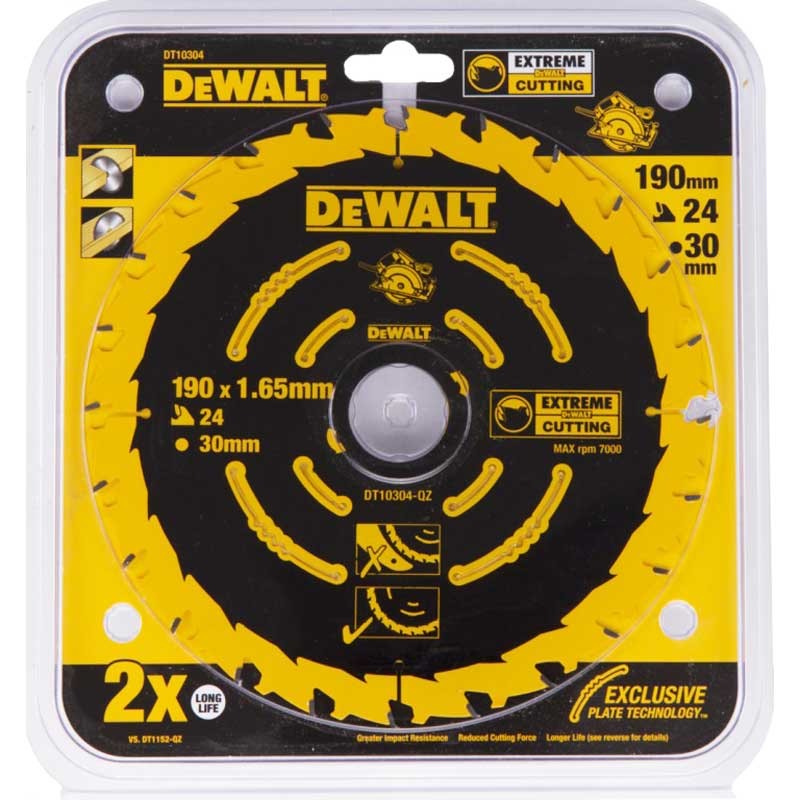 Disc DeWALT DT10304 pentru lemn 24dinti 190×1.65x30mm Corded Extreme – DeWALT