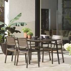Scaun gradina, polipropilena, Keter Metaline, bronz, cu cotiere si spatar, stivuibil, 60 x 53 x 81 cm