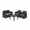 Set mobilier gradina, polipropilena grafit, Keter Emma, pentru foisor si terasa, cu masuta, 1 canapea 2 locuri, 2 fotolii, imitatie ratan, rezistent UV si intemperii.