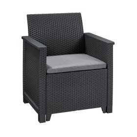 Set mobilier gradina, polipropilena grafit, Keter Emma, pentru foisor si terasa, cu masuta, 1 canapea 2 locuri, 2 fotolii, imitatie ratan, rezistent UV si intemperii.