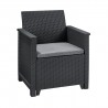 Set mobilier gradina, polipropilena grafit, Keter Emma, pentru foisor si terasa, cu masuta, 1 canapea 2 locuri, 2 fotolii, imitatie ratan, rezistent UV si intemperii.