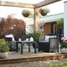 Set mobilier de gradina, imitatie ratan, Keter Emma, pentru terasa sau balcon, masa patrata, 2 fotolii, 2 locuri, grafit, rezistent UV, usor de asamblat