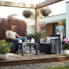Set mobilier de gradina, imitatie ratan, Keter Emma, pentru terasa sau balcon, masa patrata, 2 fotolii, 2 locuri, grafit, rezistent UV, usor de asamblat