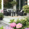 Set mobilier de gradina, imitatie ratan, Keter Emma, pentru terasa sau balcon, masa patrata, 2 fotolii, 2 locuri, grafit, rezistent UV, usor de asamblat