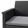 Set mobilier gradina Keter Emma, polipropilena, imitatie ratan, grafit, pentru terasa, cu masuta, 1 canapea, 2 fotolii, 5 locuri, rezistent UV, usor de asamblat