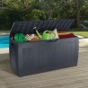 Lada cu capac pentru depozitare gradina, pentru accesorii gradina si terasa, material polipropilena, antracit, Keter Hollywood, 270 L, cu manere si sistem inchidere